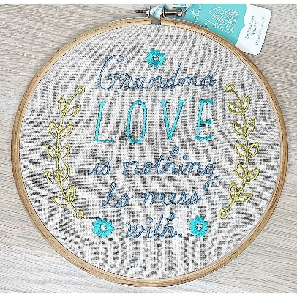 Hallmark Grandma Love is Nothing To Mess With Embroidered Wall Art Wooden Embroi